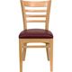 HERCULES&trade; Natural Wood Finished Ladder Back Wooden Restaurant Chair - Burgundy Vinyl Seat by Flash Furniture
