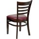 HERCULES&trade; Walnut Finished Ladder Back Wooden Restaurant Chair - Burgundy Vinyl Seat by Flash Furniture