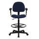Navy Fabric Multi-Functional Ergonomic Drafting Stool with Arms (Adjustable Range 26''-30.5''H or 22.5''-27''H) by Flash Furniture