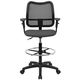 Mid-Back Mesh Drafting Stool with Gray Fabric Seat and Arms by Flash Furniture