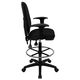 Mid-Back Black Fabric Multi-Functional Drafting Stool with Arms and Adjustable Lumbar Support by Flash Furniture