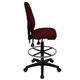 Mid-Back Burgundy Fabric Multi-Functional Drafting Stool with Adjustable Lumbar Support by Flash Furniture