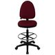 Mid-Back Burgundy Fabric Multi-Functional Drafting Stool with Adjustable Lumbar Support by Flash Furniture