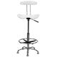 Vibrant White and Chrome Drafting Stool with Tractor Seat by Flash Furniture