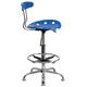 Vibrant Bright Blue and Chrome Drafting Stool with Tractor Seat by Flash Furniture